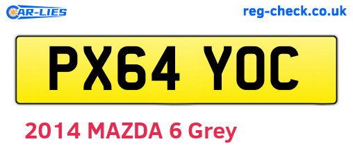 PX64YOC are the vehicle registration plates.