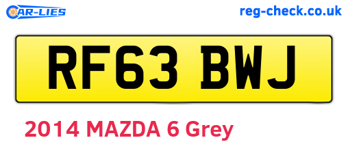 RF63BWJ are the vehicle registration plates.