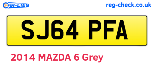 SJ64PFA are the vehicle registration plates.