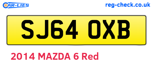 SJ64OXB are the vehicle registration plates.