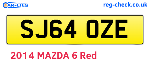 SJ64OZE are the vehicle registration plates.