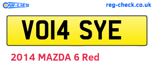 VO14SYE are the vehicle registration plates.
