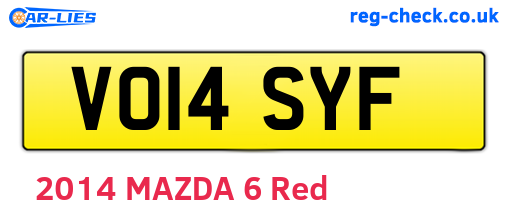 VO14SYF are the vehicle registration plates.