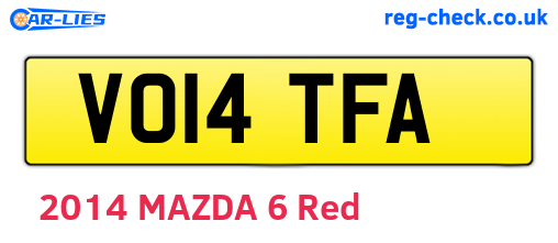 VO14TFA are the vehicle registration plates.
