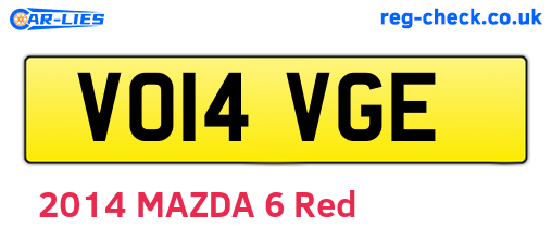 VO14VGE are the vehicle registration plates.