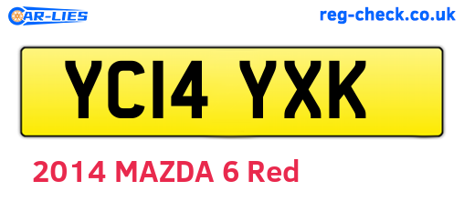 YC14YXK are the vehicle registration plates.