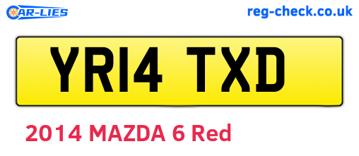 YR14TXD are the vehicle registration plates.