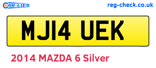 MJ14UEK are the vehicle registration plates.