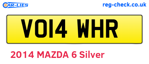 VO14WHR are the vehicle registration plates.