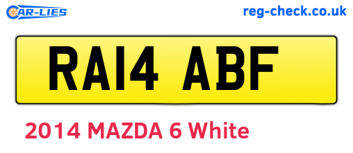 RA14ABF are the vehicle registration plates.