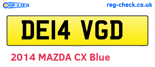 DE14VGD are the vehicle registration plates.