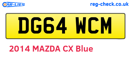 DG64WCM are the vehicle registration plates.
