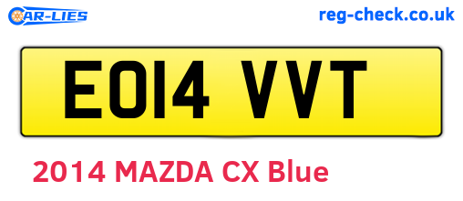 EO14VVT are the vehicle registration plates.