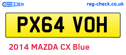 PX64VOH are the vehicle registration plates.