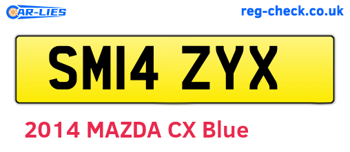 SM14ZYX are the vehicle registration plates.