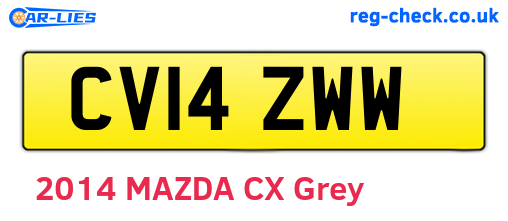 CV14ZWW are the vehicle registration plates.