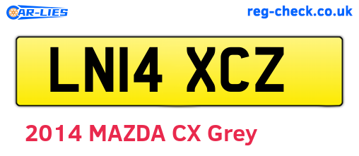 LN14XCZ are the vehicle registration plates.