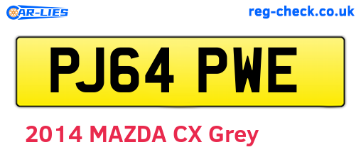 PJ64PWE are the vehicle registration plates.