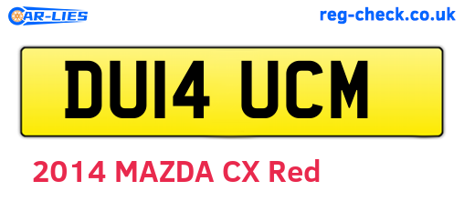 DU14UCM are the vehicle registration plates.
