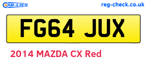 FG64JUX are the vehicle registration plates.