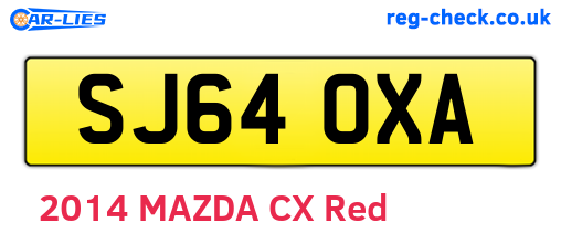SJ64OXA are the vehicle registration plates.