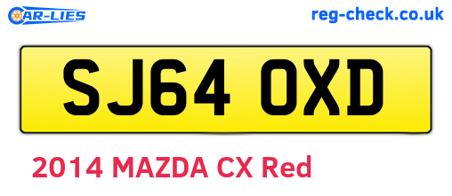SJ64OXD are the vehicle registration plates.