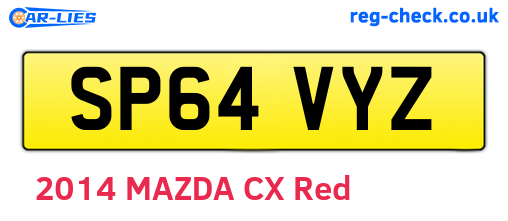 SP64VYZ are the vehicle registration plates.