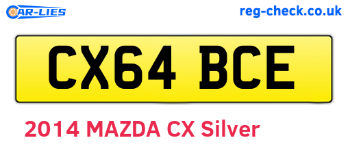 CX64BCE are the vehicle registration plates.