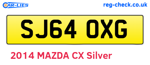 SJ64OXG are the vehicle registration plates.