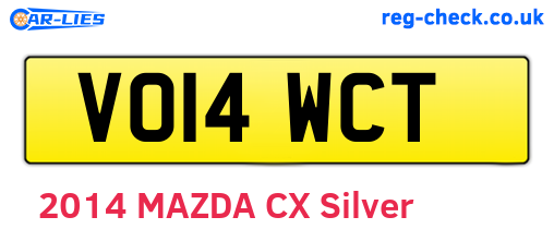 VO14WCT are the vehicle registration plates.