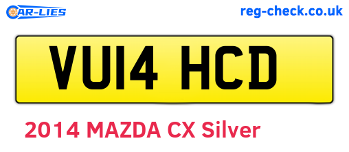 VU14HCD are the vehicle registration plates.