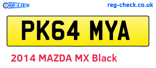 PK64MYA are the vehicle registration plates.