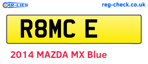 R8MCE are the vehicle registration plates.
