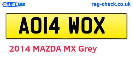 AO14WOX are the vehicle registration plates.