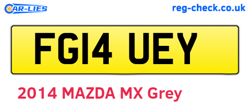 FG14UEY are the vehicle registration plates.