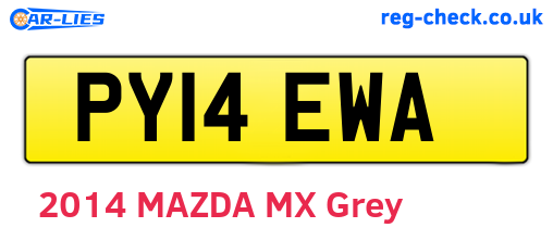PY14EWA are the vehicle registration plates.