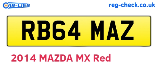 RB64MAZ are the vehicle registration plates.