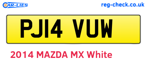 PJ14VUW are the vehicle registration plates.