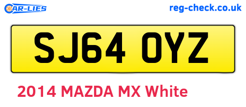 SJ64OYZ are the vehicle registration plates.