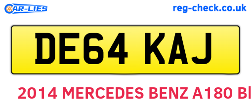 DE64KAJ are the vehicle registration plates.