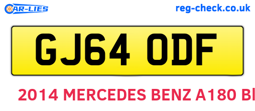 GJ64ODF are the vehicle registration plates.