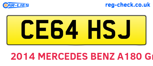 CE64HSJ are the vehicle registration plates.