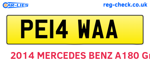 PE14WAA are the vehicle registration plates.