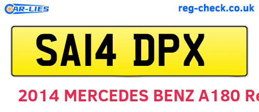 SA14DPX are the vehicle registration plates.