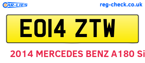 EO14ZTW are the vehicle registration plates.