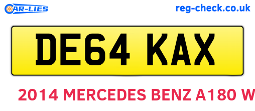 DE64KAX are the vehicle registration plates.