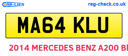 MA64KLU are the vehicle registration plates.
