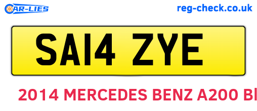 SA14ZYE are the vehicle registration plates.