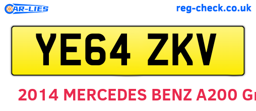 YE64ZKV are the vehicle registration plates.