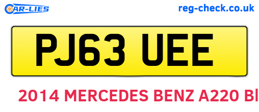 PJ63UEE are the vehicle registration plates.